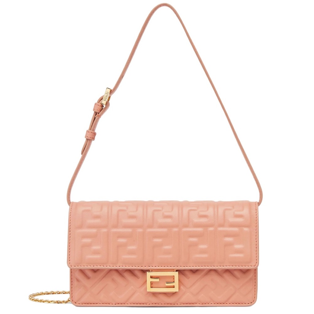 FENDI Baguette FF logo embossed wallet on chain WOC crossbody bag shoulder bag